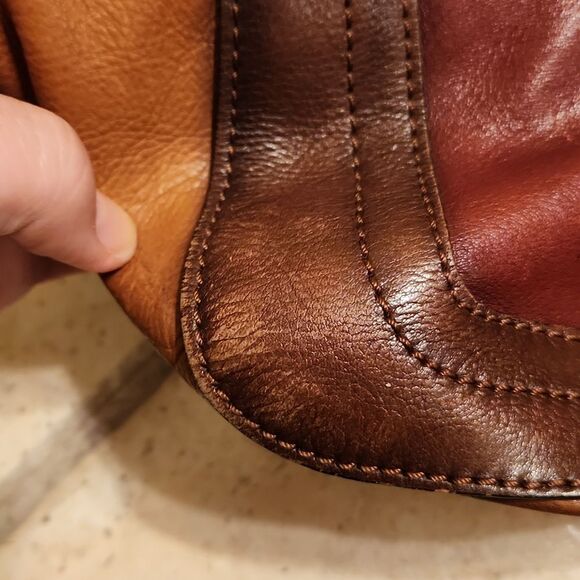 Pikolinos Brown/Garnet Tricolored Leather Cuero Hobo Handbag - Picture 16 of 16